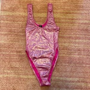 Pink iridescent rave bodysuit